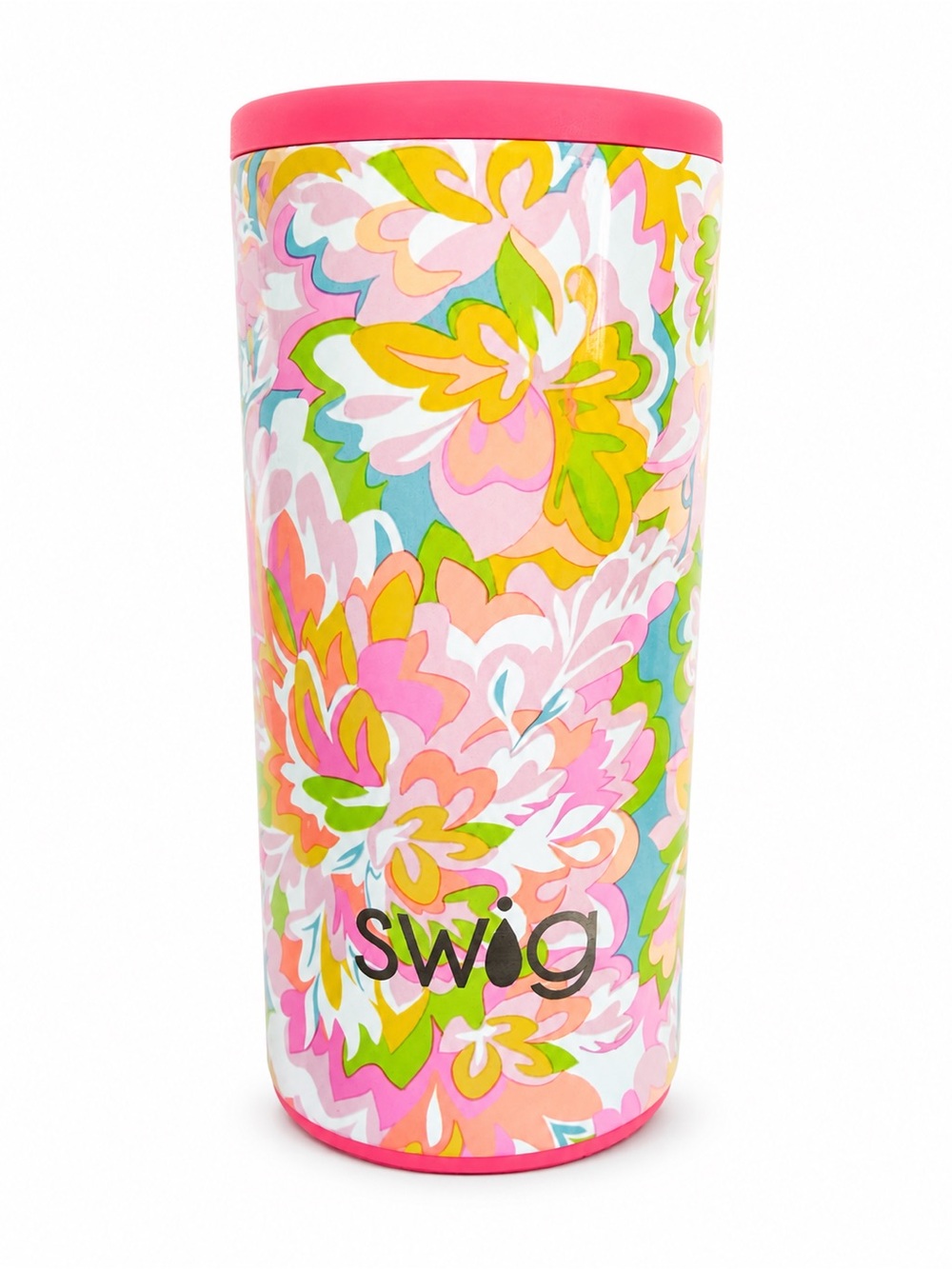 Swig Life Skinny Can Cooler Stainless Steel Insulated Hot Cold 12 oz Floral